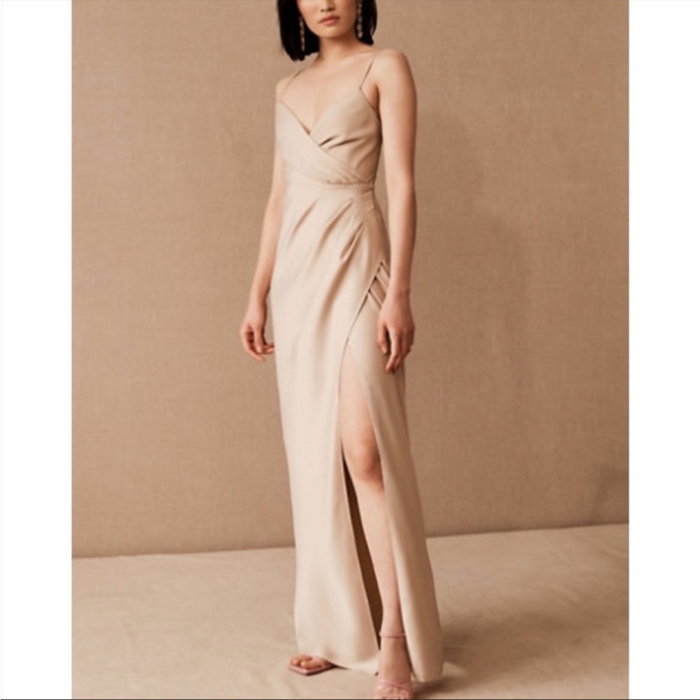 BHLDN Freya Satin Charmeuse Dress in Oyster